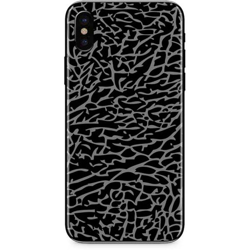 Elephant Print Black iPhone XS Skin