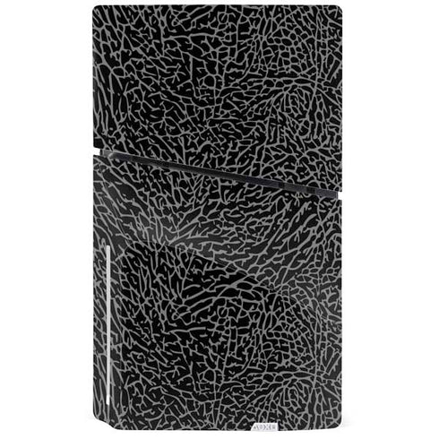 Elephant Print Black PS5 Slim Disk Console Skin