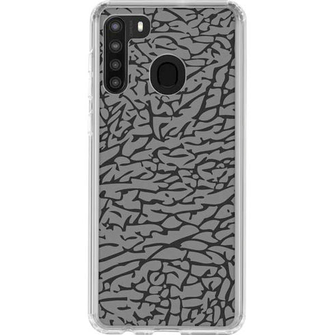 Elephant Print Grey Galaxy A21 Clear Case
