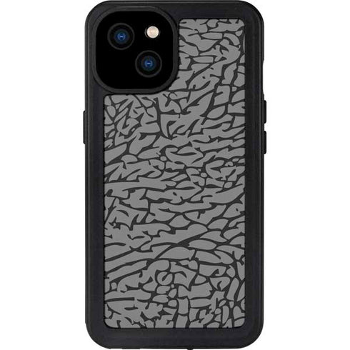 Elephant Print Grey iPhone 15 Plus Waterproof Case