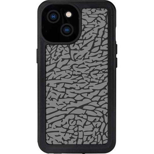 Elephant Print Grey iPhone 15 Waterproof Case