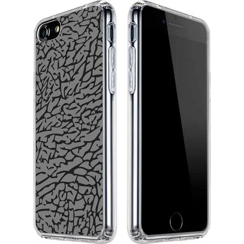 Elephant Print Grey iPhone SE (2nd & 3rd Gen) Clear Case