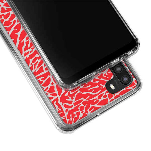Elephant Print Red Galaxy A21 Clear Case