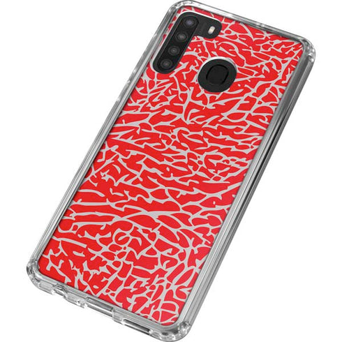 Elephant Print Red Galaxy A21 Clear Case