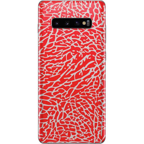 Elephant Print Red Galaxy S10 Plus Skin