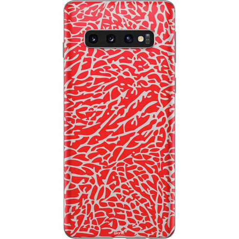 Elephant Print Red Galaxy S10 Skin