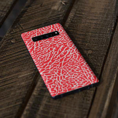 Elephant Print Red Galaxy S10 Skin