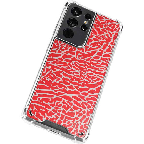 Elephant Print Red Galaxy S21 Ultra 5G Clear Case