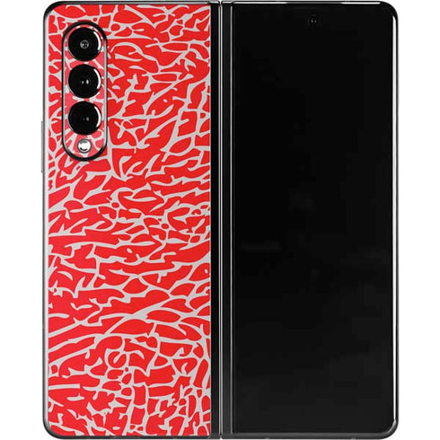 Elephant Print Red Galaxy Z Fold3 5G Skin