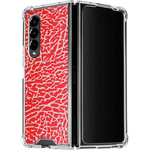 Elephant Print Red Galaxy Z Fold4 5G Clear Case