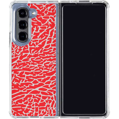 Elephant Print Red Galaxy Z Fold5 5G Clear Case