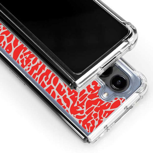 Elephant Print Red Galaxy Z Fold5 5G Clear Case