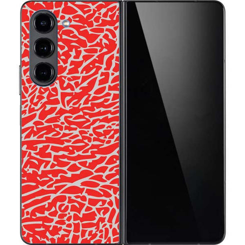 Elephant Print Red Galaxy Z Fold5 5G Skin