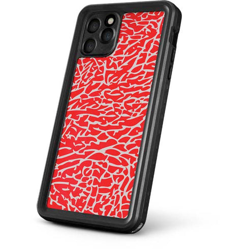 Elephant Print Red iPhone 11 Pro Waterproof Case