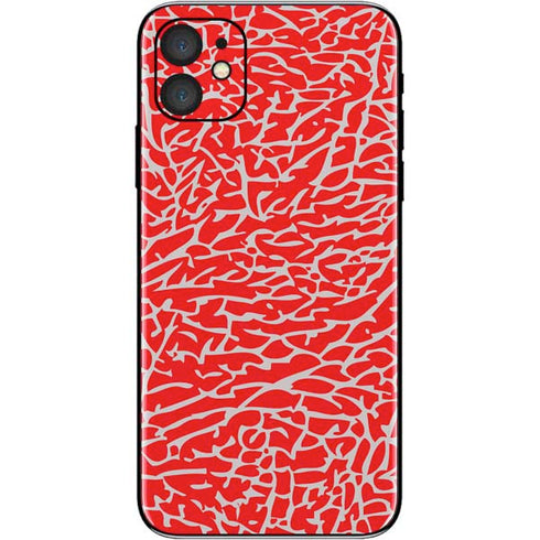 Elephant Print Red iPhone 11 Skin