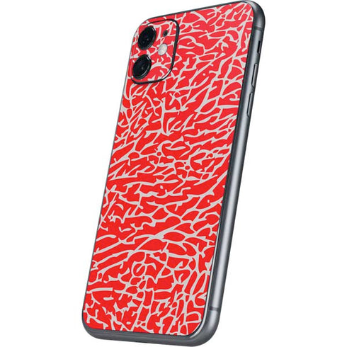 Elephant Print Red iPhone 11 Skin
