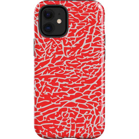 Elephant Print Red iPhone 12 Mini Impact Case