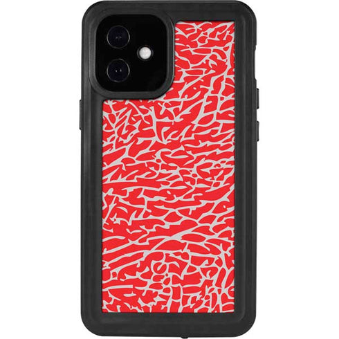 Elephant Print Red iPhone 12 Mini Waterproof Case
