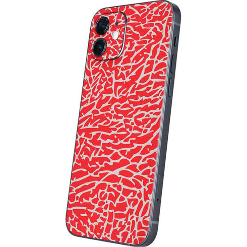 Elephant Print Red iPhone 12 Skin