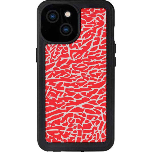 Elephant Print Red iPhone 13 Mini Waterproof Case