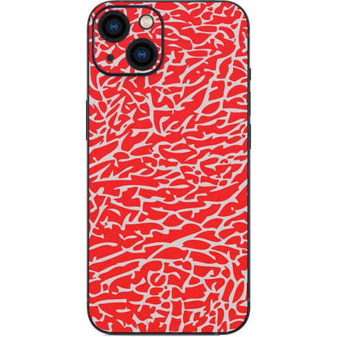 Elephant Print Red iPhone 13 Skin
