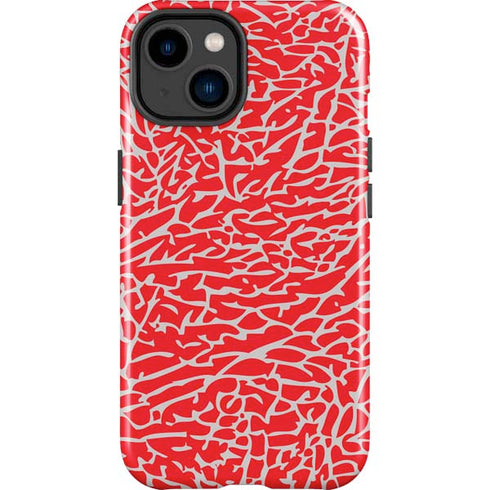 Elephant Print Red iPhone 15 Plus Impact Case