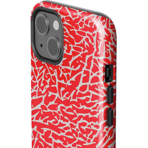 Elephant Print Red iPhone 15 Plus Impact Case