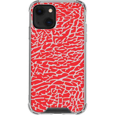 Elephant Print Red iPhone 14 Plus Clear Case