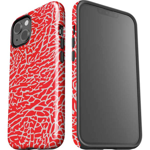 Elephant Print Red iPhone 15 Impact Case