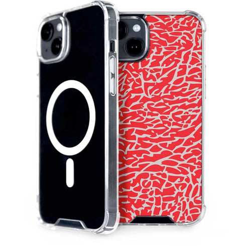 Elephant Print Red iPhone 15 Plus MagSafe Case