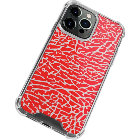 Elephant Print Red iPhone 15 Pro Clear Case