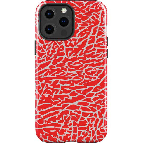 Elephant Print Red iPhone 15 Pro Max Impact Case