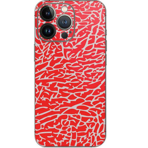 Elephant Print Red iPhone 14 Pro Skin