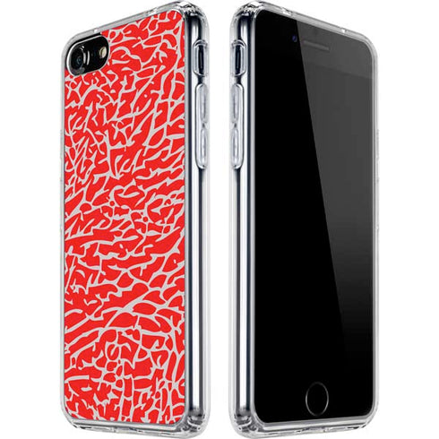 Elephant Print Red iPhone SE (2nd & 3rd Gen) Clear Case