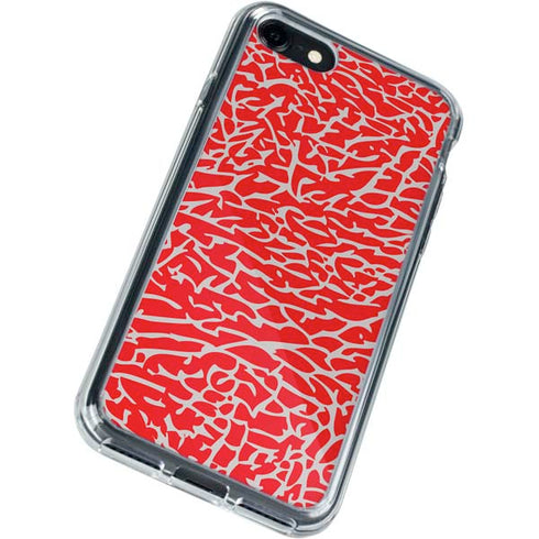 Elephant Print Red iPhone SE (2nd & 3rd Gen) Clear Case
