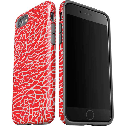 Elephant Print Red iPhone SE (2nd & 3rd Gen) Pro Case