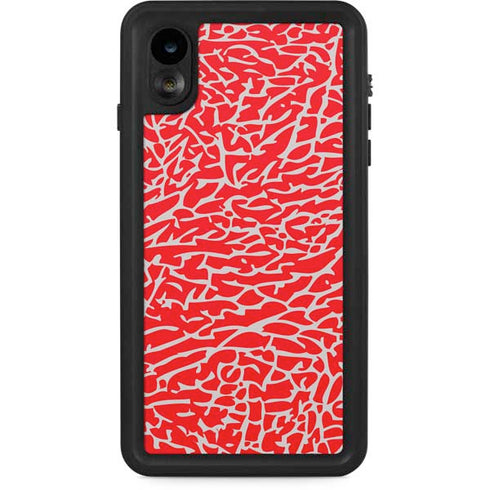Elephant Print Red iPhone XR Waterproof Case