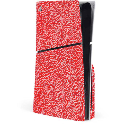 Elephant Print Red PS5 Slim Disk Console Skin