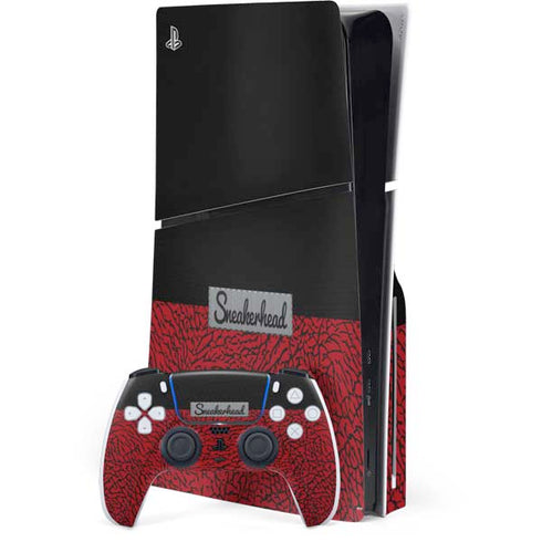Elephant Print Red Sneakerhead PS5 Slim Disk Bundle Skin