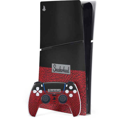 Elephant Print Red Sneakerhead PS5 Slim Digital Edition Console Skin