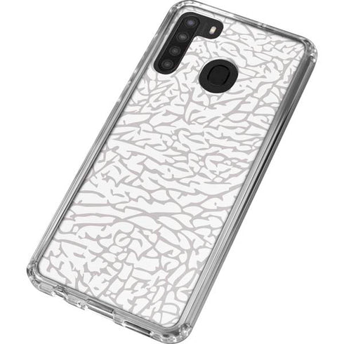 Elephant Print White Galaxy A21 Clear Case