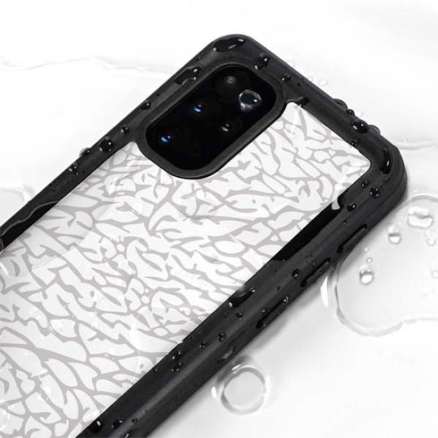 Elephant Print White Galaxy S20 Plus Waterproof Case