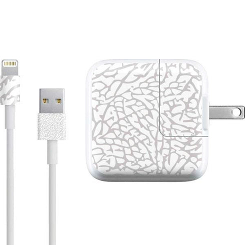 Elephant Print White iPad Charger (10W USB) Skin