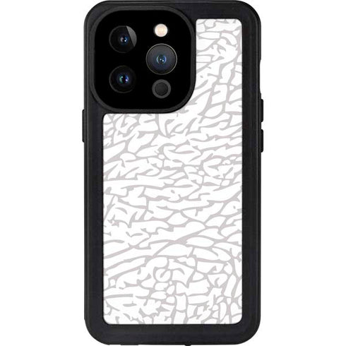 Elephant Print White iPhone 14 Pro Waterproof Case