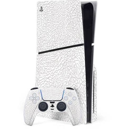 Elephant Print White PS5 Slim Disk Bundle Skin