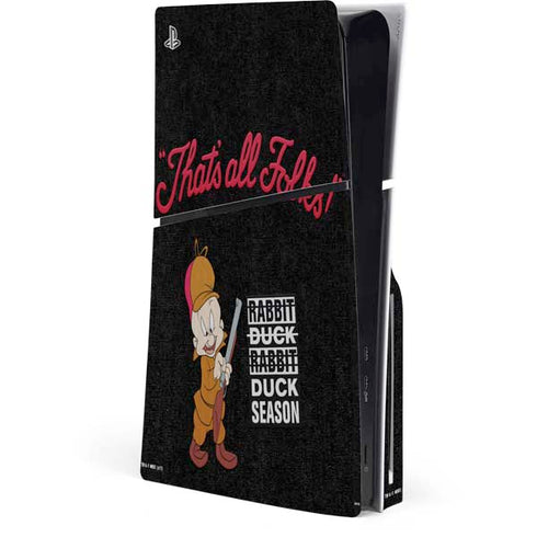 Looney Tunes Elmer Fudd Thats All Folks PS5 Slim Disk Console Skin