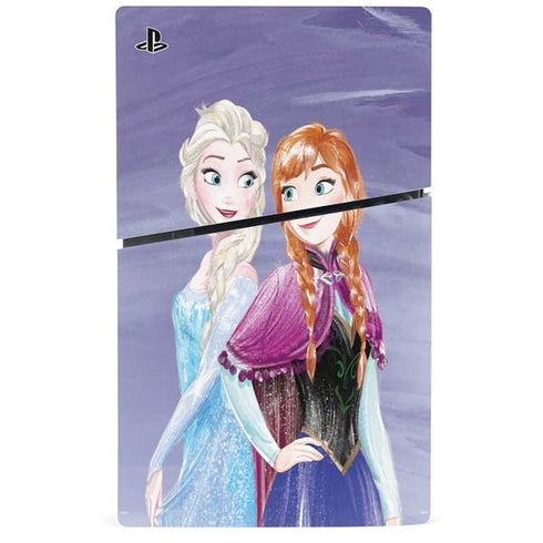 Disney Frozen Elsa and Anna Sisters Art PS5 Slim Disk Bundle Skin