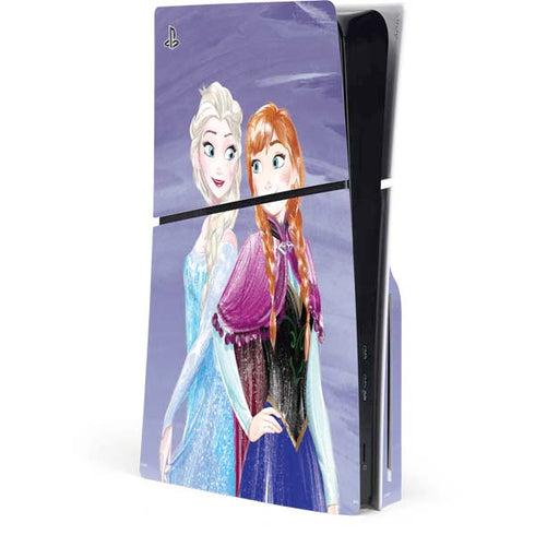 Disney Frozen Elsa and Anna Sisters Art PS5 Slim Disk Console Skin