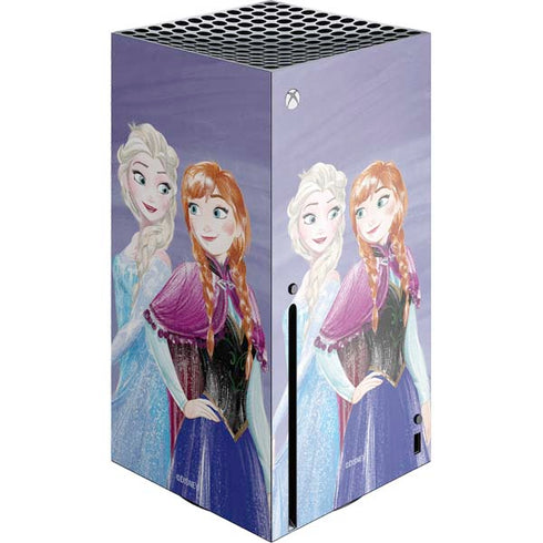 Disney Frozen Elsa and Anna Sisters Art Xbox Series X Console Skin
