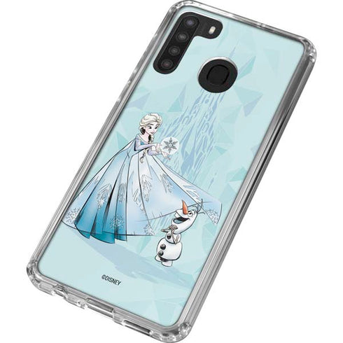 Disney Frozen Elsa and Olaf Art Galaxy A21 Clear Case